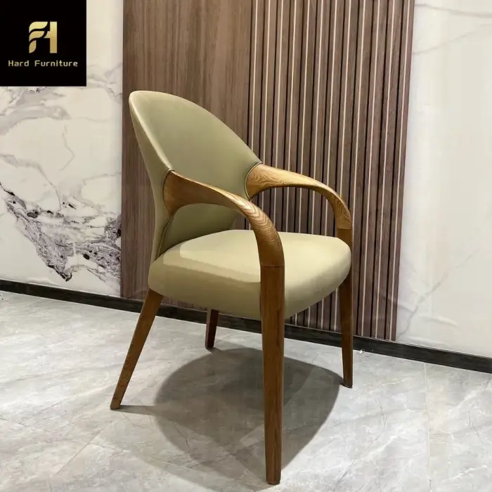 Customizable Modern Solid Wooden Curved Restaurant Dining Table Chairs Set for Living Room Use