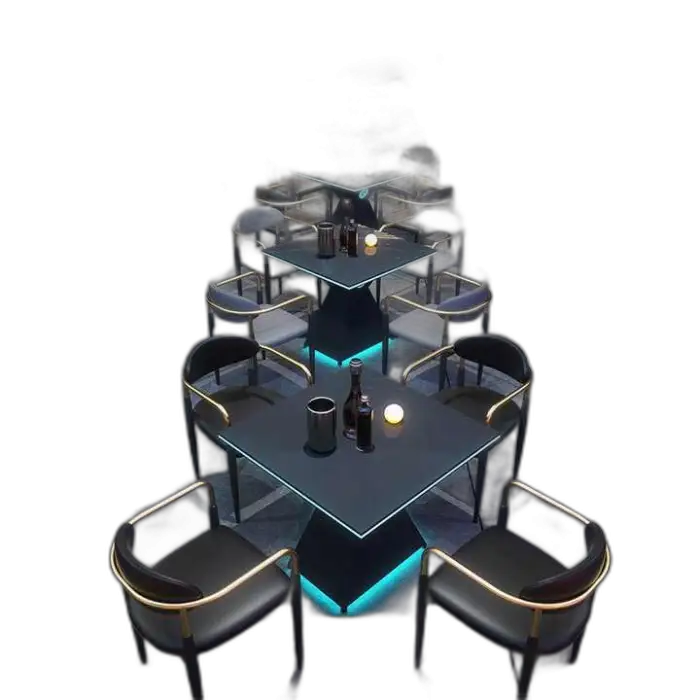 LED Light Dining Table and Armchair Set for Bar Cafe Lounge With Colorful Modern Booth Seating for Coffee Shop Use