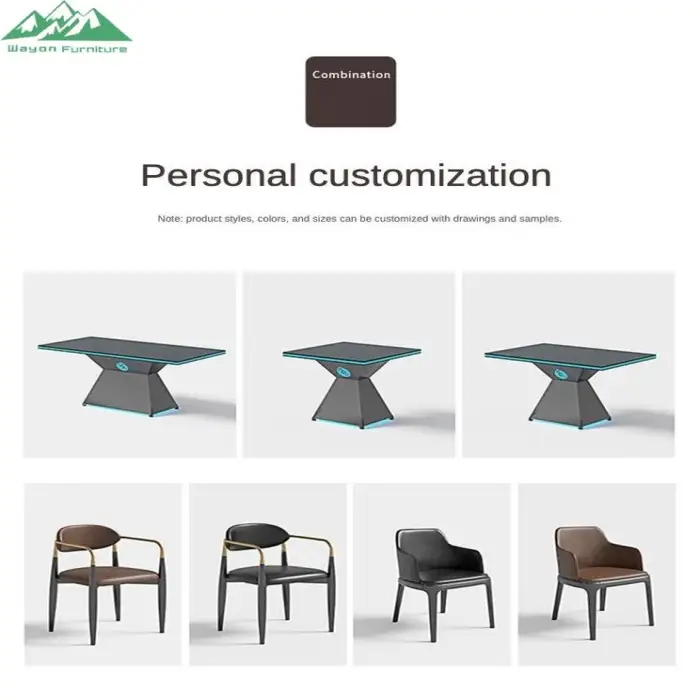 LED Light Dining Table and Armchair Set for Bar Cafe Lounge With Colorful Modern Booth Seating for Coffee Shop Use