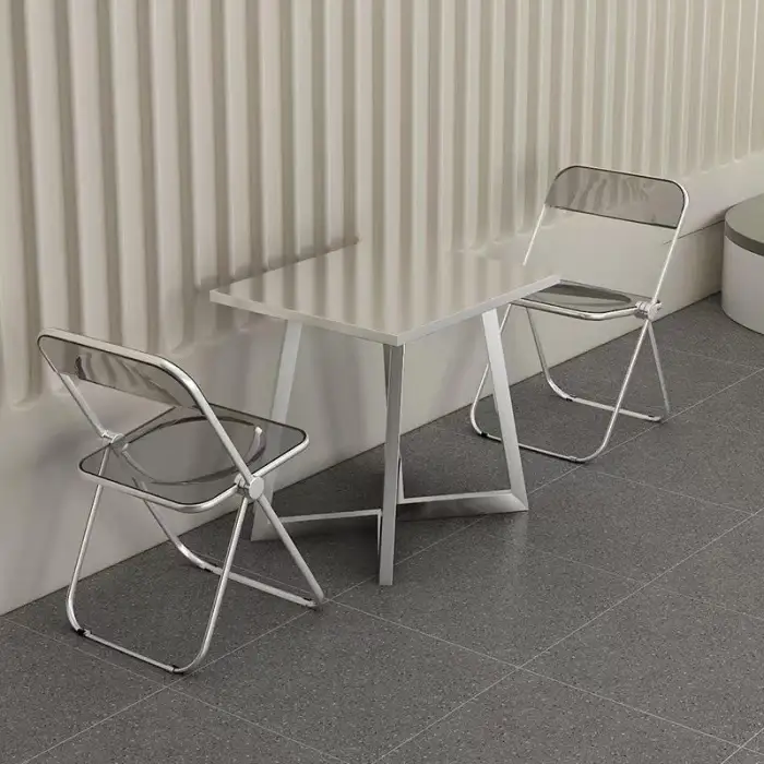 Industrial Style Fast Food Snack Shop  Canteen Cafe Rectangular Chairs Thickened Stainless Steel Metal Dining Table