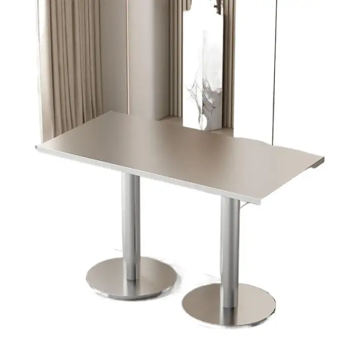 Industrial Style Fast Food Snack Shop  Canteen Cafe Rectangular Chairs Thickened Stainless Steel Metal Dining Table