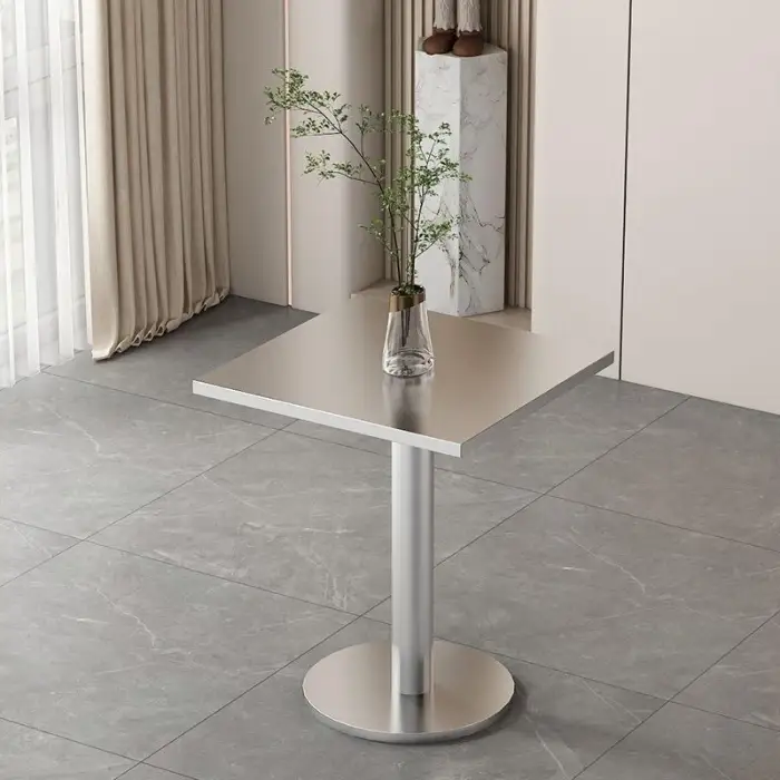 Industrial Style Fast Food Snack Shop  Canteen Cafe Rectangular Chairs Thickened Stainless Steel Metal Dining Table