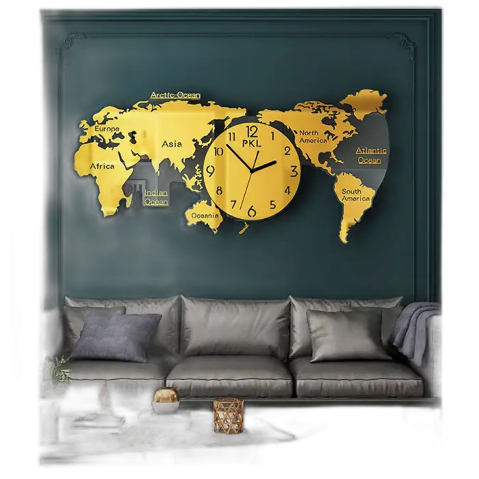 Arrival Wall Watch Nordic Light Luxury Wall Clock Modern Minimalist Clock Wall Clock Living Room Creative World Map