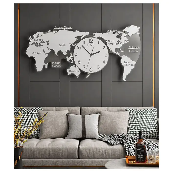 Arrival Wall Watch Nordic Light Luxury Wall Clock Modern Minimalist Clock Wall Clock Living Room Creative World Map