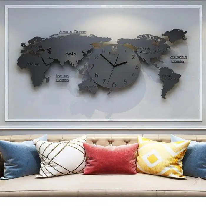 Arrival Wall Watch Nordic Light Luxury Wall Clock Modern Minimalist Clock Wall Clock Living Room Creative World Map