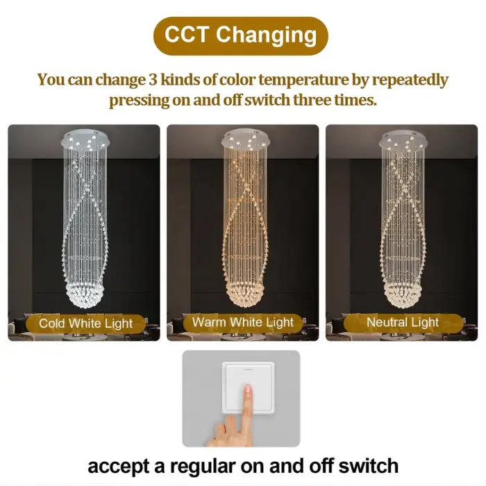 Large Luxury Crystal Pendant Lamp for Hotels Shopping Malls Long Chandelier