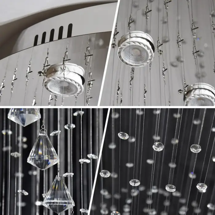 Large Luxury Crystal Pendant Lamp for Hotels Shopping Malls Long Chandelier