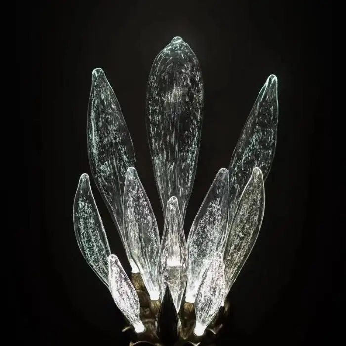 Custom Large Crystal Copper Chandelier Pure Copper Glass Art Modeling Lamp for Hotel Lobby Front Desk Room Pendant Lights