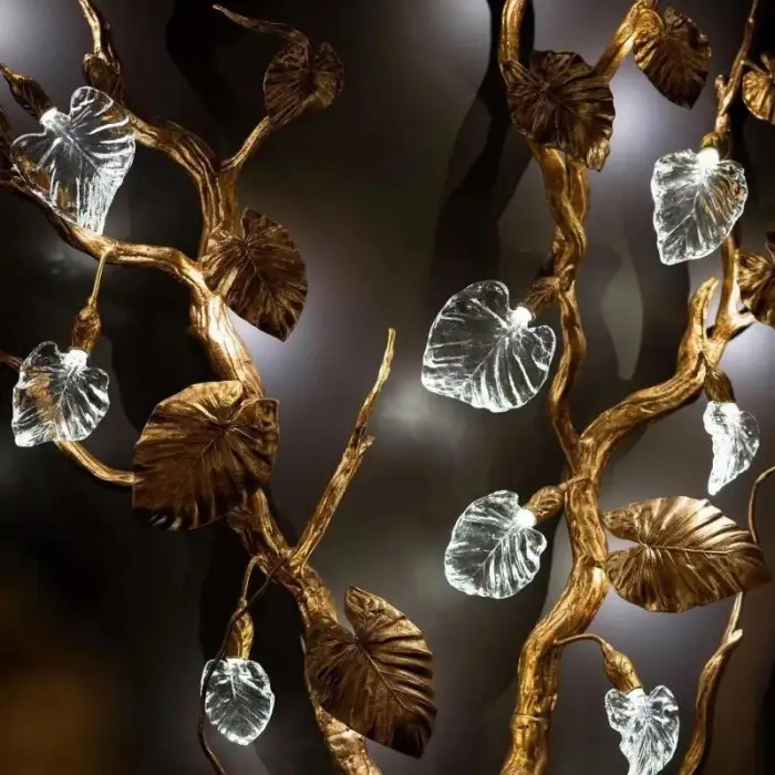 Custom Large Crystal Copper Chandelier Pure Copper Glass Art Modeling Lamp for Hotel Lobby Front Desk Room Pendant Lights