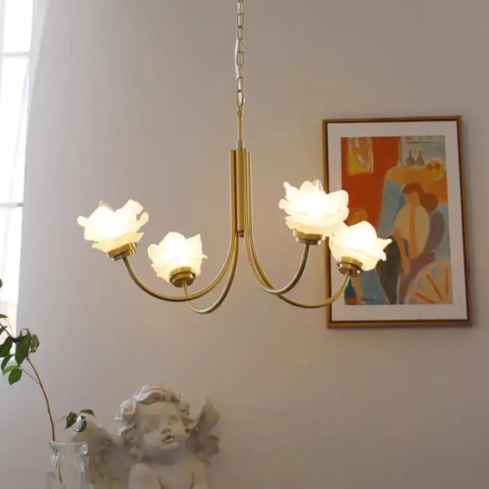 Vintage Small Copper Rose Chandelier for Living Room Dining Room Bedroom Hotel Wedding Bar Reception Desk Decoration