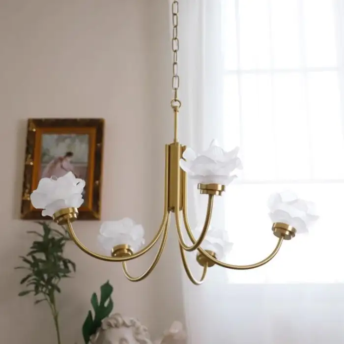 Vintage Small Copper Rose Chandelier for Living Room Dining Room Bedroom Hotel Wedding Bar Reception Desk Decoration