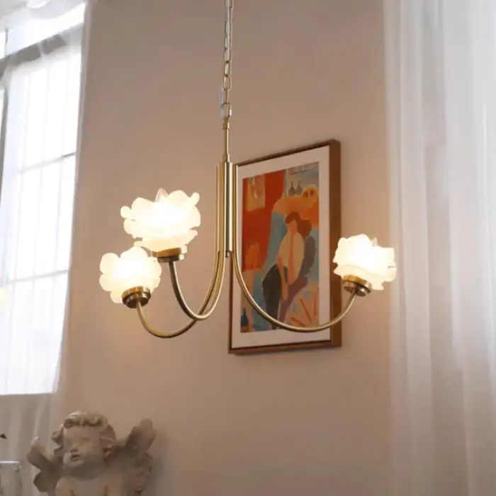 Vintage Small Copper Rose Chandelier for Living Room Dining Room Bedroom Hotel Wedding Bar Reception Desk Decoration