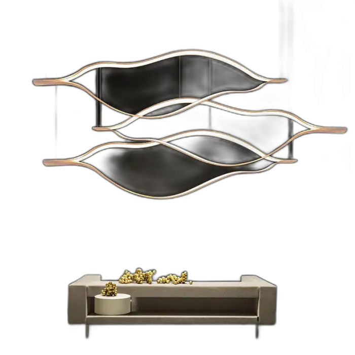 Post-Modern LED Nordic Designer Chandelier Simple Wave Long Bar for Indoor Use for Front Desk or Living Room