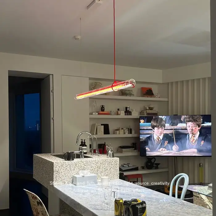 Bauhaus minimalist one-word dining room chandelier designer minimalist front desk long pendant lamp