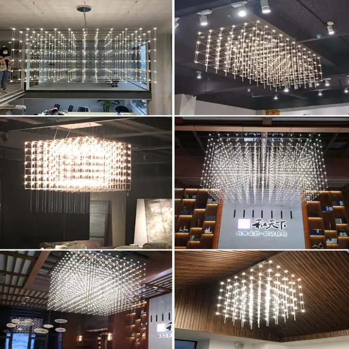 Light Cube Custom Star Chandelier Restaurant Hotel Lobby Shop- Department Sand Table Lamp Front Desk Living Room Baby's