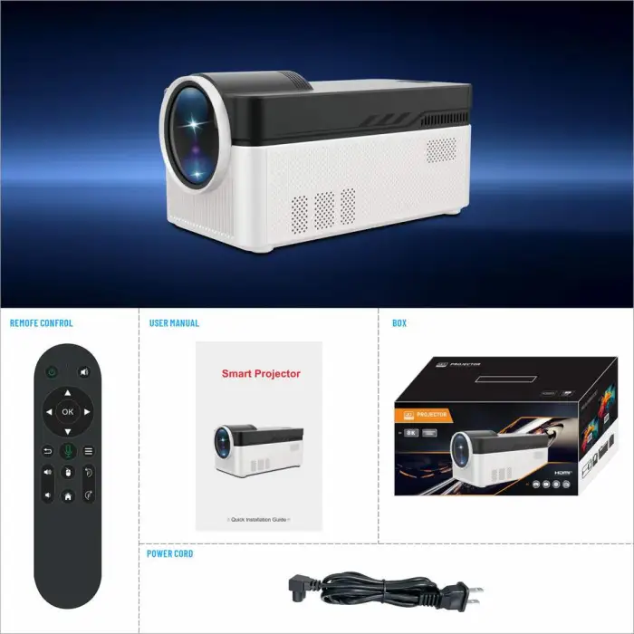 HY450 Smart Home Theater Projector Android 11 OS 700 ANSI Portable Education Business 3D Stereo Outdoor 4k Projector