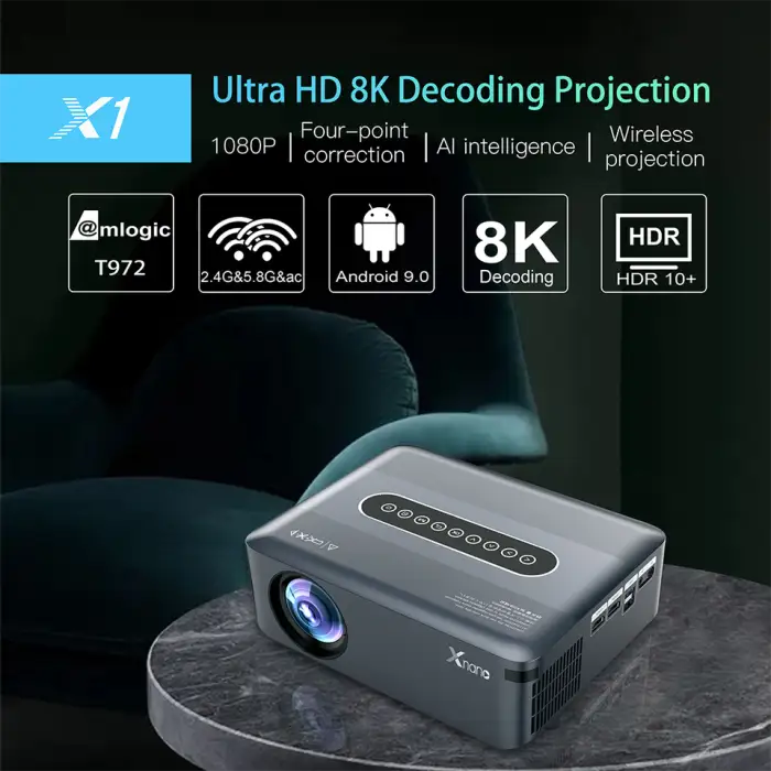 X1 Smart Projectors Android 9 Video Beamer LCD 8K Full HD 1080P Outdoor Home Theater 4K Projector