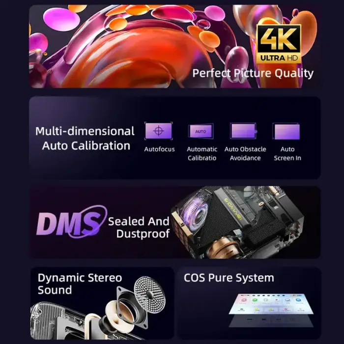 A9K 3D 4K Mini LED Daytime Projector Portable Video Home Theater DLP Smart Android WIFI Full HD 1080P Projector