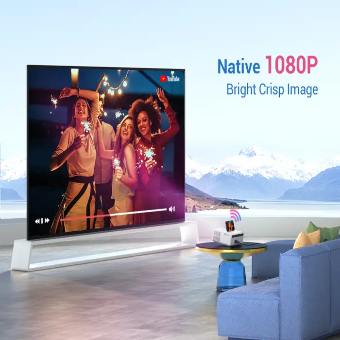 1080p Smart Wifi BT Mobile Phone Projector Mini Projectors Screen Miracast 4K LED Projectors for Home Theater Outdoor Meeting