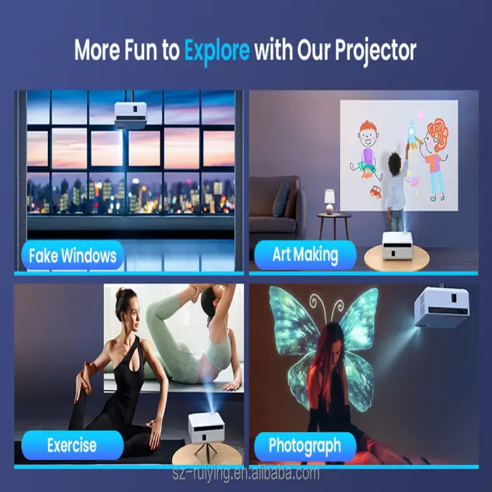 1080p Smart Wifi BT Mobile Phone Projector Mini Projectors Screen Miracast 4K LED Projectors for Home Theater Outdoor Meeting