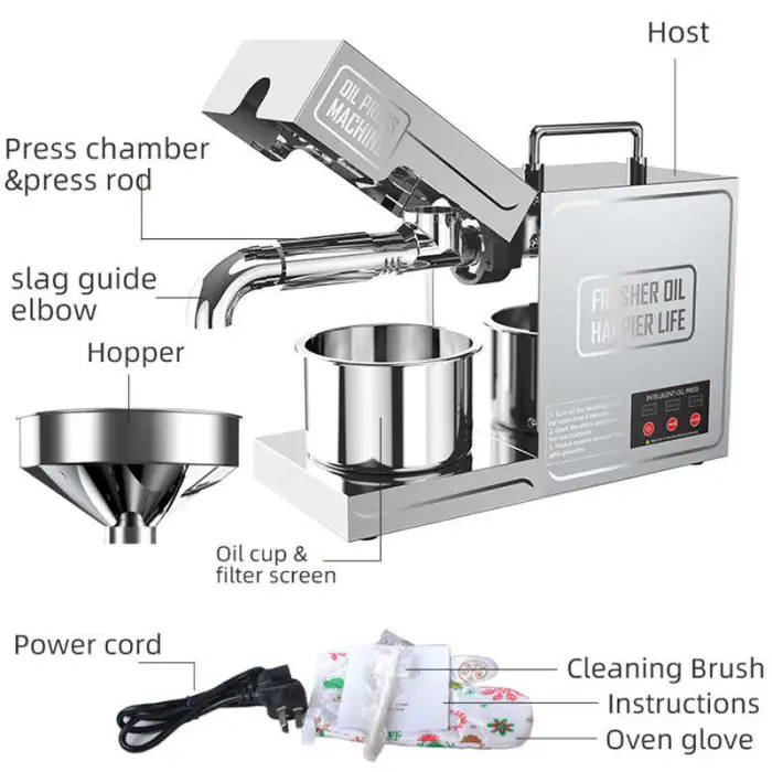 Small Stainless Steel Home Use Mini Olive Kernel Copra Oil Press Making Machine