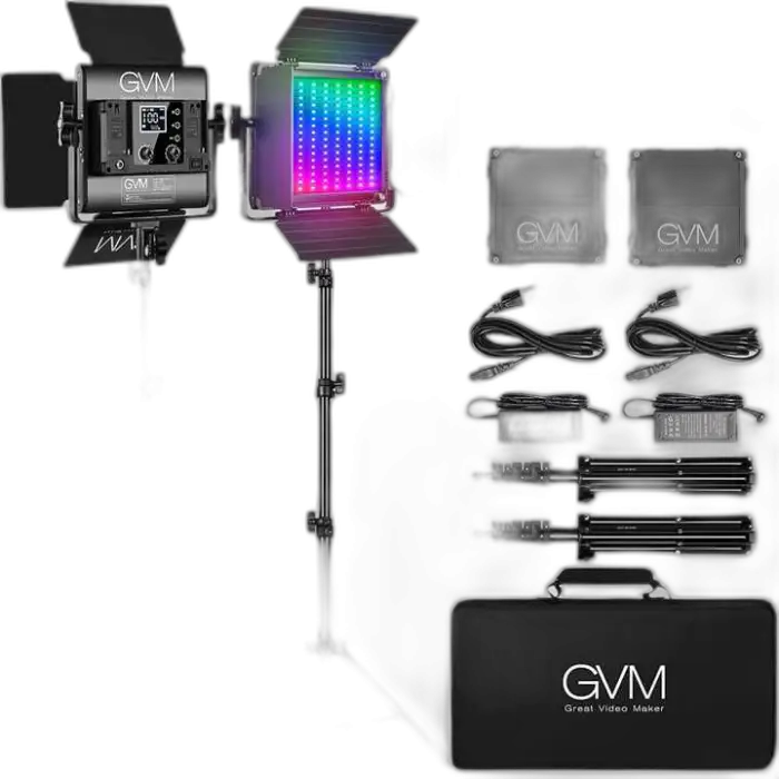 GVM 800D 2 Pieces Panel RGB Photography Lighting Studio Led Light for Video Shooting