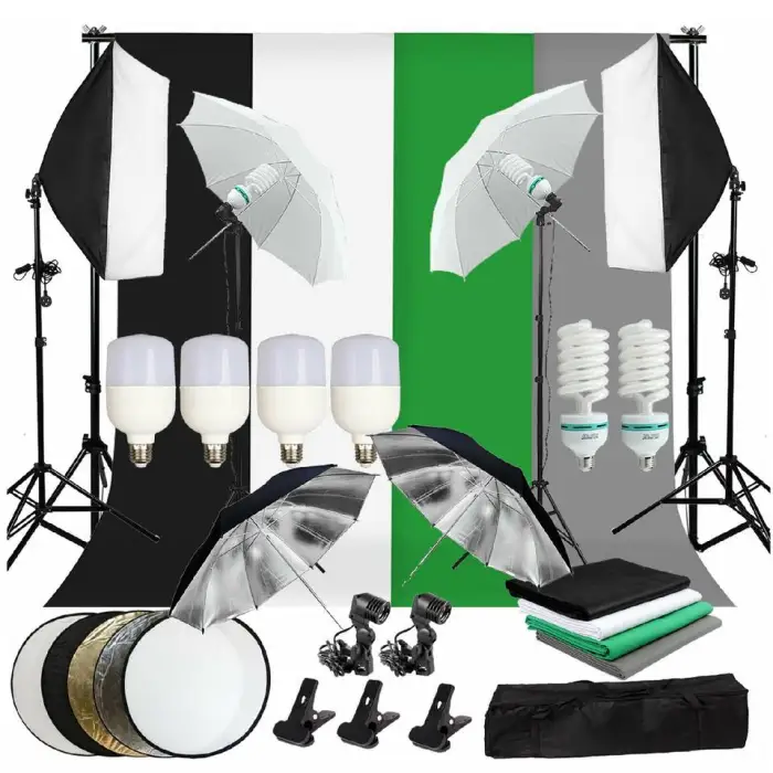 Full Set Photography Kit Photo Studio Soft Box Light 5070 Background Stand Frame Backdrop Tripod Stand Reflector with Carry Bag