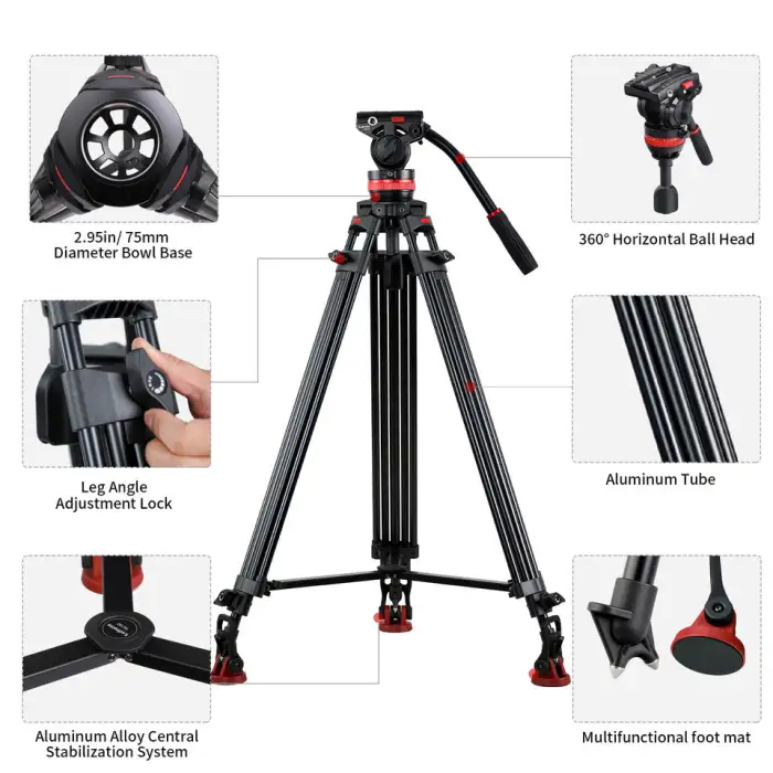 Heavy Duty Camera Stabilizer Stand Tripod Professional Photography Video Tripod For Canon Digital Dslr Camera