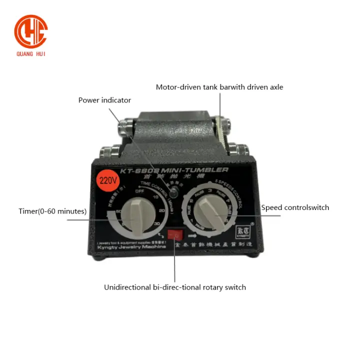Rotary Tumbler Surface Polisher 220V 80W KT-6808 Roller Polishing Machine for Jewelry Store