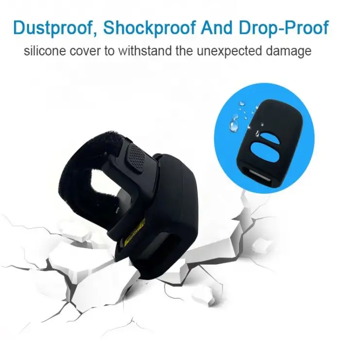 EDOO R43 Ring Finger Scanner Mini Pocket Barcode Reader Wireless 2d Wearable Portable Barcode Scanner for Logistics Storage