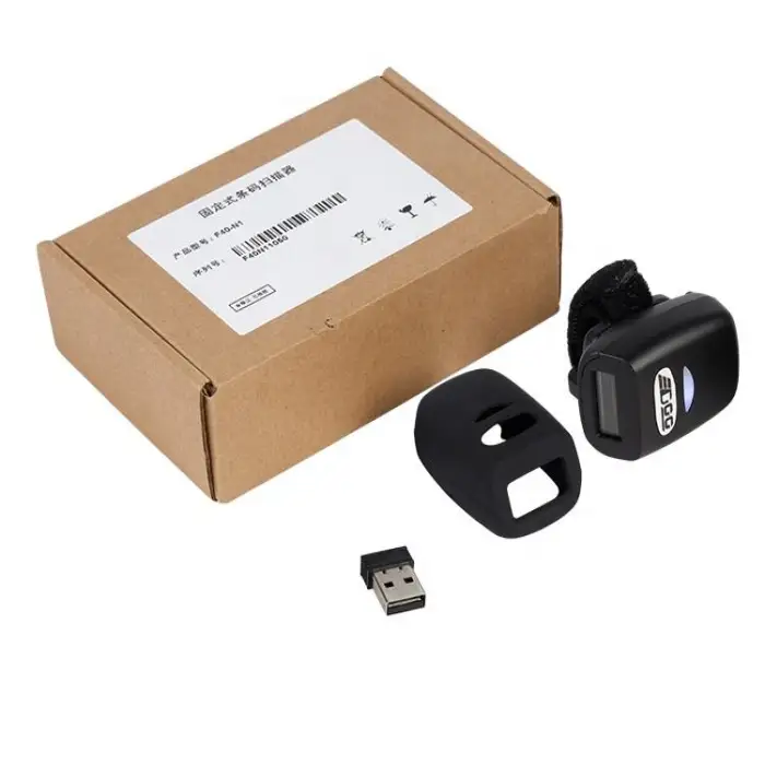 EDOO R43 Ring Finger Scanner Mini Pocket Barcode Reader Wireless 2d Wearable Portable Barcode Scanner for Logistics Storage