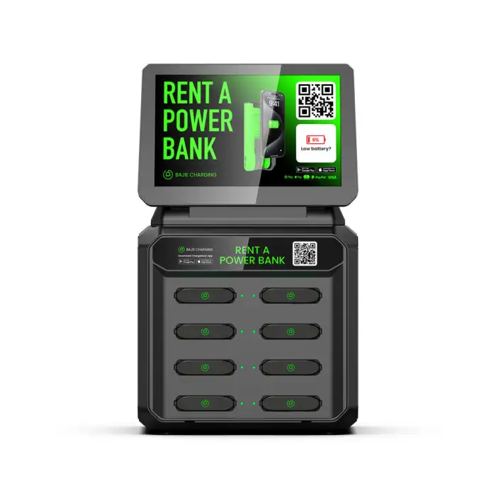 2025 Trending Product Charger Advert Menu Holder 8 Slots Sharing Powerbank Station With Screen Commercial Vending Machine