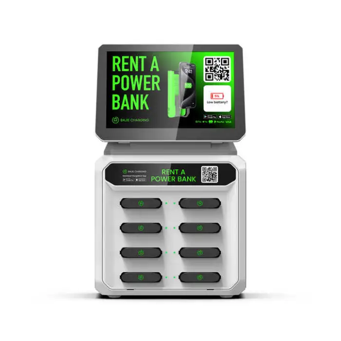 Trending Products 2024 Arrivals 8 Slots Rental Charge Bank Station with Screen Cellphone Charging Station Kiosk