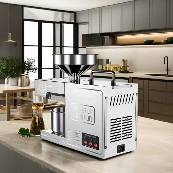 3-5Kg/h Multifunctional Home Farm Restaurant Edible Oil Expeller Stainless Steel Mini Oil Press Machine