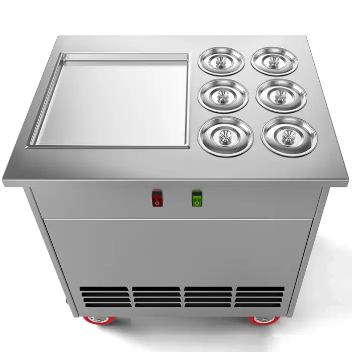 Commercial&Agricultural&Food Processing Machinery Snack Maker Single&Double square Pan Fried Fruit&yogurt&Ice Cream Machine