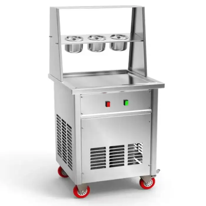 Commercial&Agricultural&Food Processing Machinery Snack Maker Single&Double square Pan Fried Fruit&yogurt&Ice Cream Machine