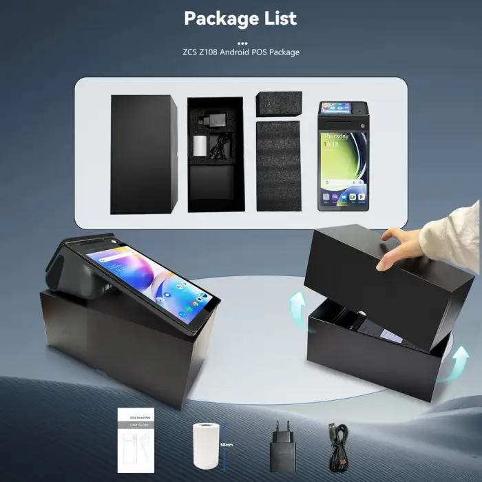 Mobile POS System Z108 Android 14.0 with Dual Screens and NFC Payment Solution