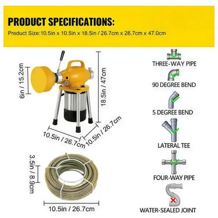 Professional 220V Electric High Pressure Toilet Blockage Remover Magic Drain Cleaner Tool for Sewer Pipe Unclogging