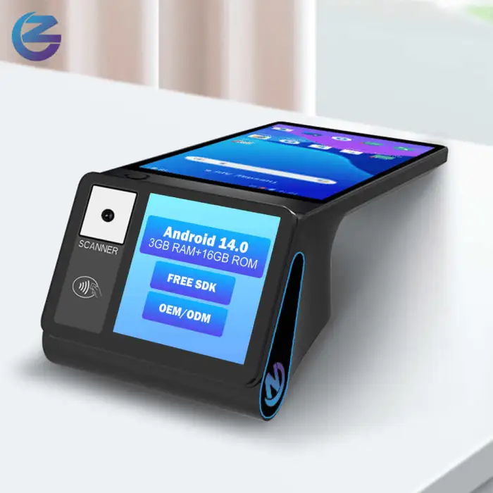 Android 14.0 Dual Screen 8 Inch 3GB+16gb/32gb Handheld Pos Systems 58mm Printer Z108 Nfc Cash Register Epos Machine Terminal