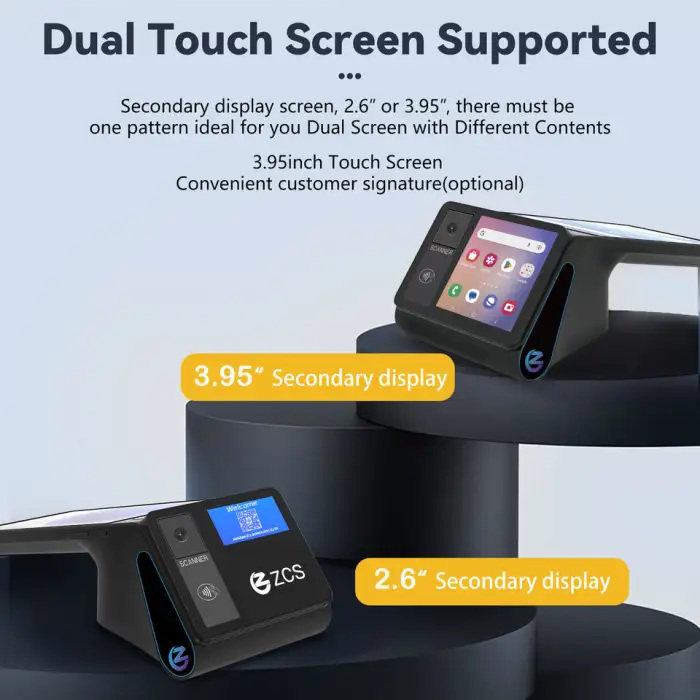 Android 14.0 Dual Screen 8 Inch 3GB+16gb/32gb Handheld Pos Systems 58mm Printer Z108 Nfc Cash Register Epos Machine Terminal