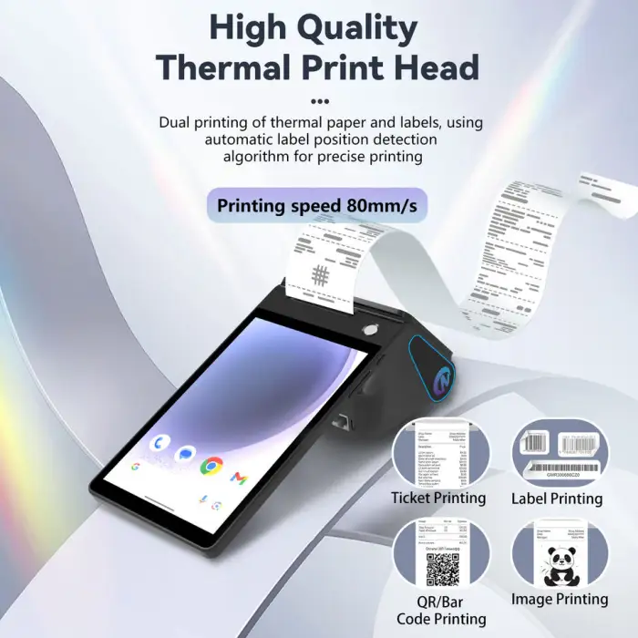 Android 14.0 Dual Screen 8 Inch 3GB+16gb/32gb Handheld Pos Systems 58mm Printer Z108 Nfc Cash Register Epos Machine Terminal