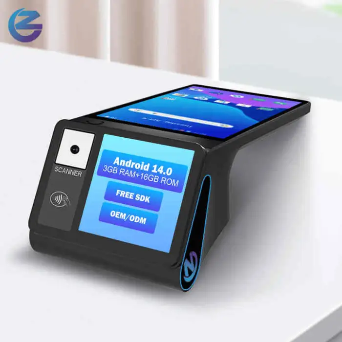 Android 14.0 Dual Screen 8 Inch 3GB+16gb/32gb Handheld Pos Systems 58mm Printer Z108 Nfc Cash Register Epos Machine Terminal