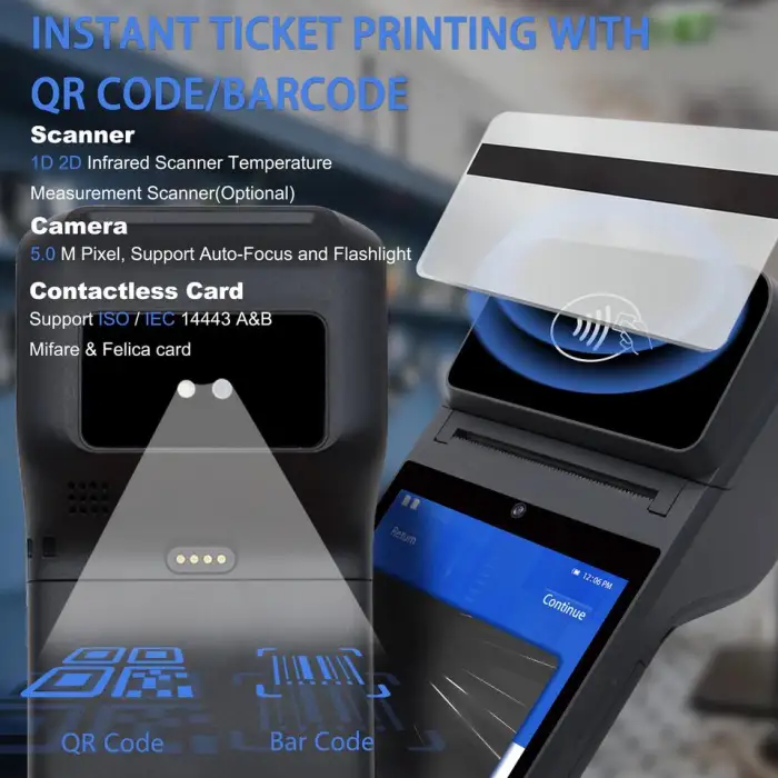 Android 13.0 ZCS Z92 Mobile Handheld All in One Pos Terminal Machine With Printer Touch Screen Point of Android Pos Systems