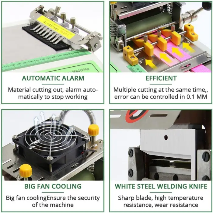 Automatic Cloth Tape Cutter High Speed and Cold Belt Rubber Band Fabric Strip Stain Ribbon Rope Cutting Machine