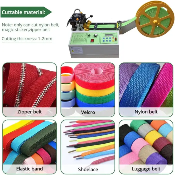 Automatic Cloth Tape Cutter High Speed and Cold Belt Rubber Band Fabric Strip Stain Ribbon Rope Cutting Machine