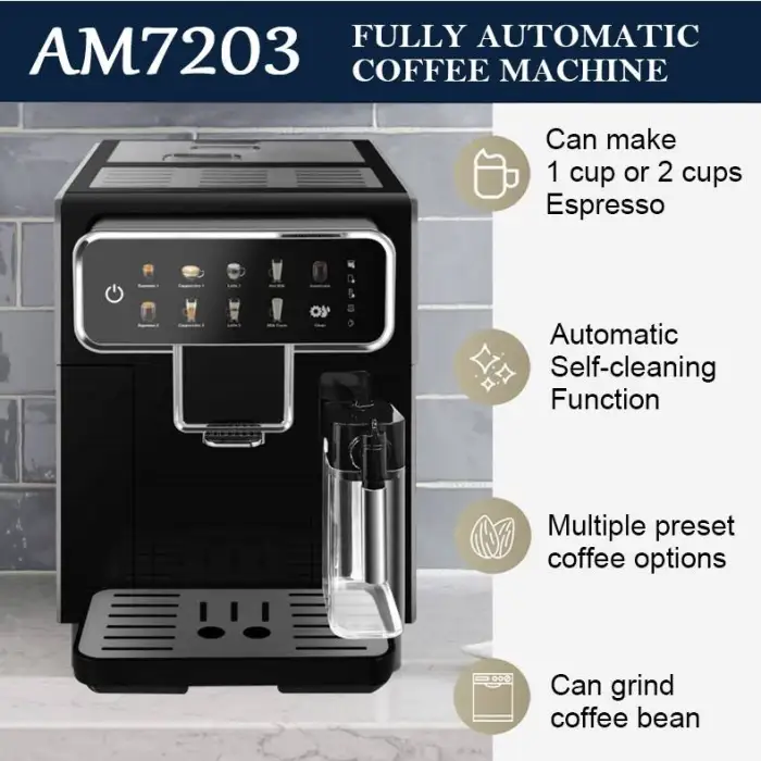 - Fully-automatic Espresso Commercial Intelligent Electric Coffee Maker Machine With Touch Screen Control
