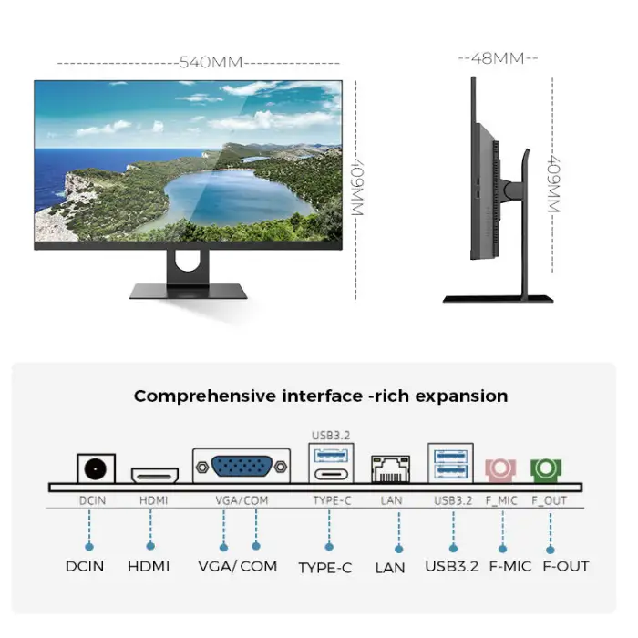 TENFLY 23.8-Inch Multi-Functional All-In-One Business Computer 64G Memory+2TB SSD Optional Camera All-in-one Pc