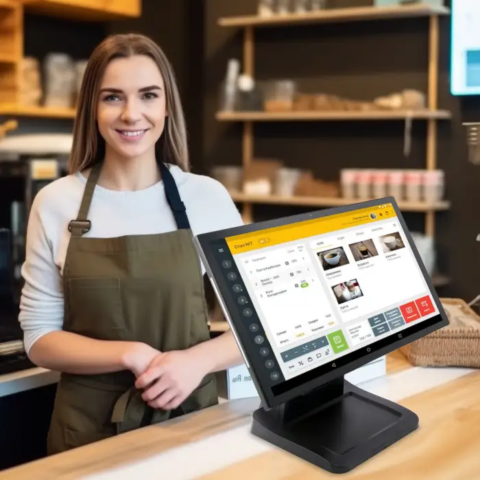 Desktop POS System with Voice Ordering AI Menu and Bank Deposit Slips Android 10-12