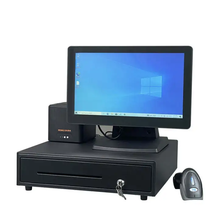 15.6 Inch POS System Set PC Windows Cash Register Restaurant Shop SuperMarket