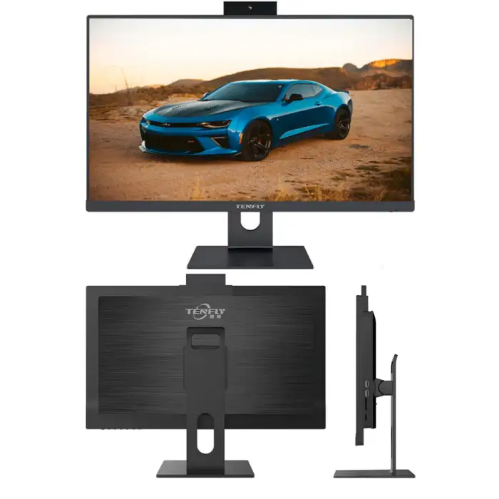 TENFLY 23.8 Inch All in One PC with Built-in Camera Intel/AMDDesktop AIO Computer for Office, Video Conference and School Use